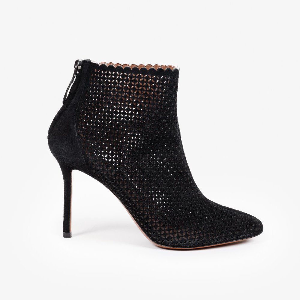 Alaïa Black Suede Cut Out Ankle Booties
